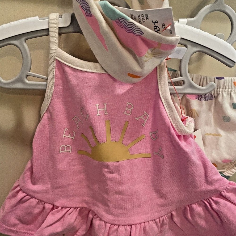Cat & Jack Baby Girl 3 Piece Outfit Size 3-6 Months NWT BEACH BABY